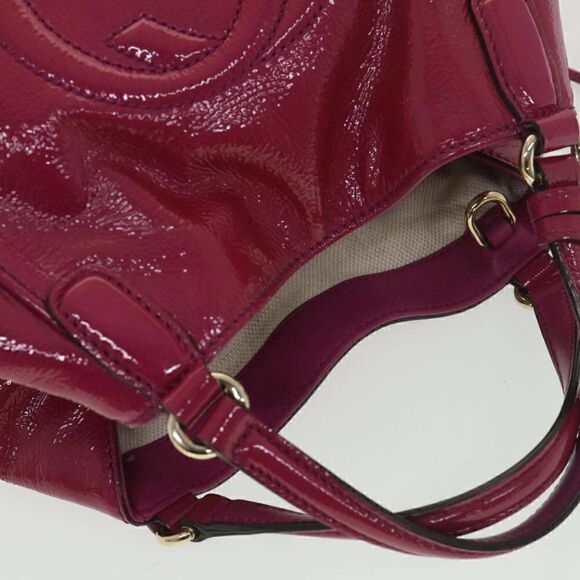 GUCCI Soho Hand Bag Enamel 2way Wine Red - Picture 6 of 15